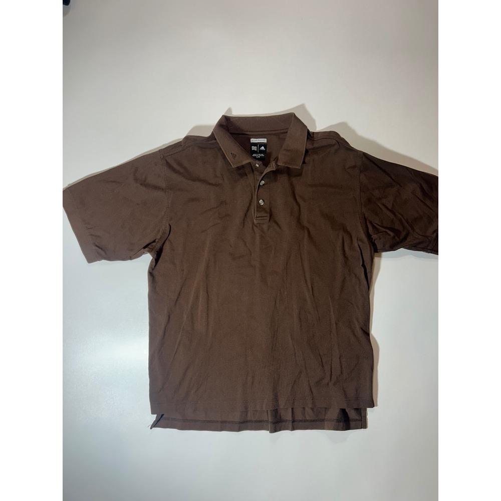 Adidas Polo Shirt Mens Large Brown Excellent Mercerized Cotton Short Sleeve